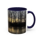 Sunset Reflection Coffee Mug — Forest Silhouette Accent Mug