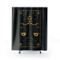 Libra Zodiac Shower Curtain — Gold Scales Celestial Astrology Bathroom Decor