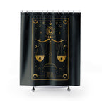 Libra Zodiac Shower Curtain — Gold Scales Celestial Astrology Bathroom Decor