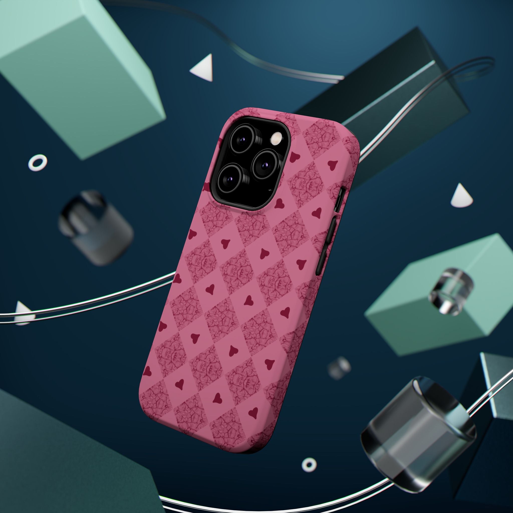 Pink Vintage Hearts Magnetic Impact-Resistant Phone Case