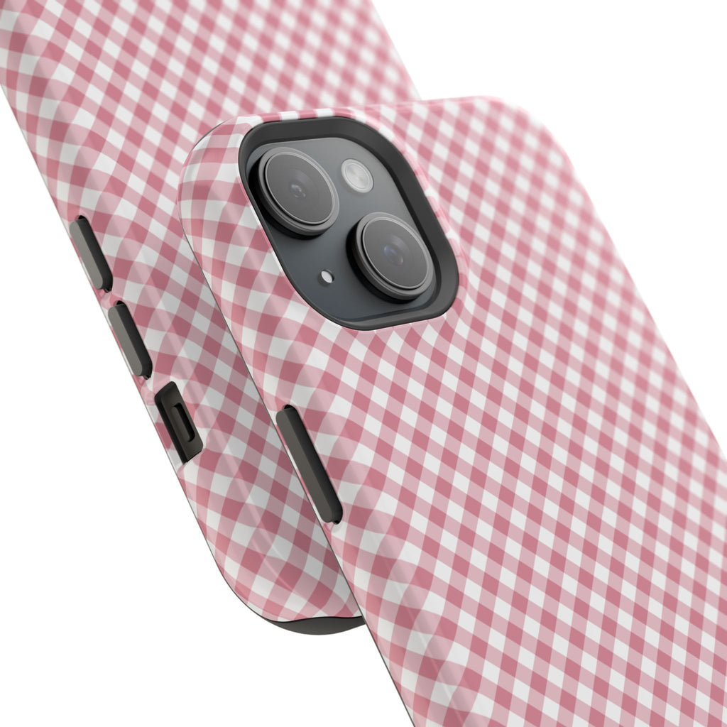 Pink Gingham Magnetic Impact-Resistant Phone Case