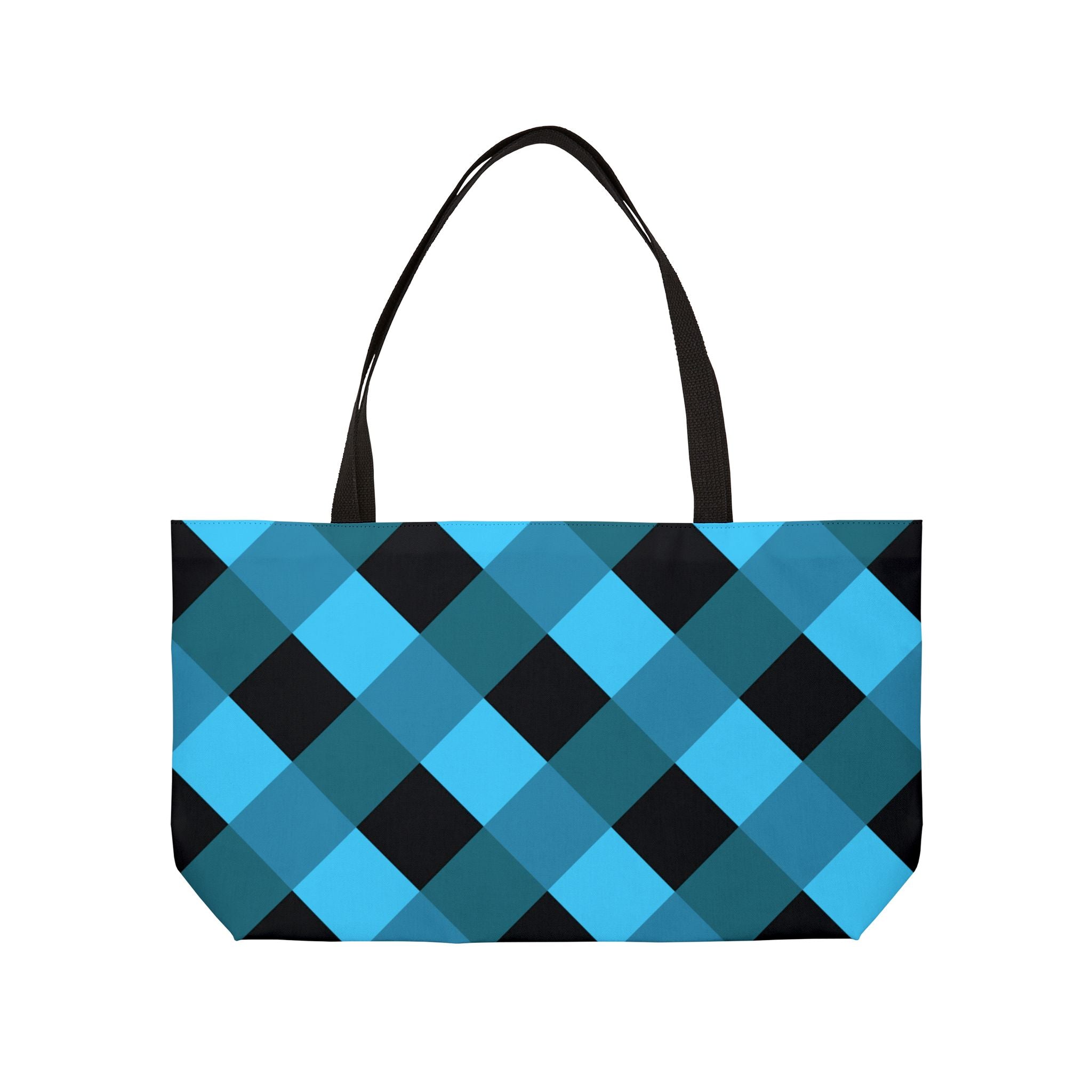 Blue Plaid Weekender Tote Bag — Checkered Travel & Beach Carryall