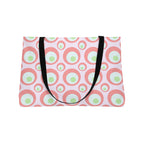 Pink Retro Circle Weekender Tote Bag — Vintage-Inspired Summer Beach Bag