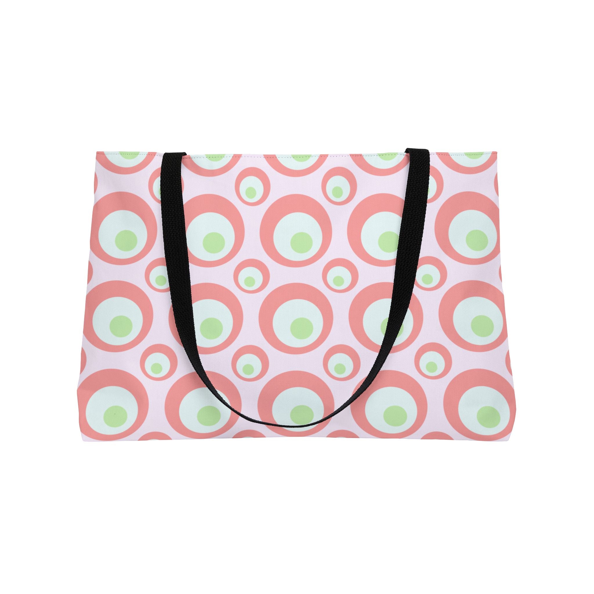 Pink Retro Circle Weekender Tote Bag — Vintage-Inspired Summer Beach Bag