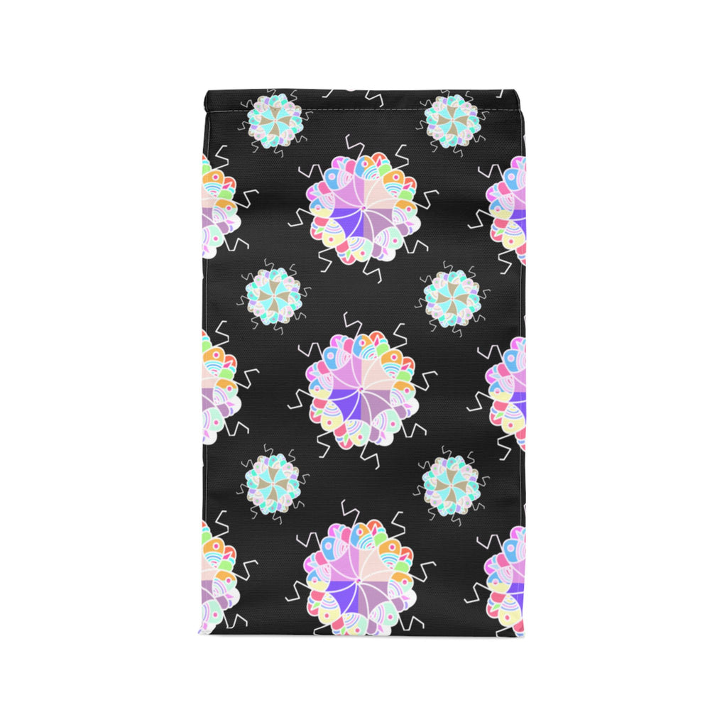 Insulated Lunch Bag — Pastel Geometric Mandala Pattern on Black