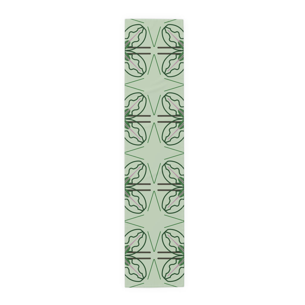 Green Geometric Floral Table Runner