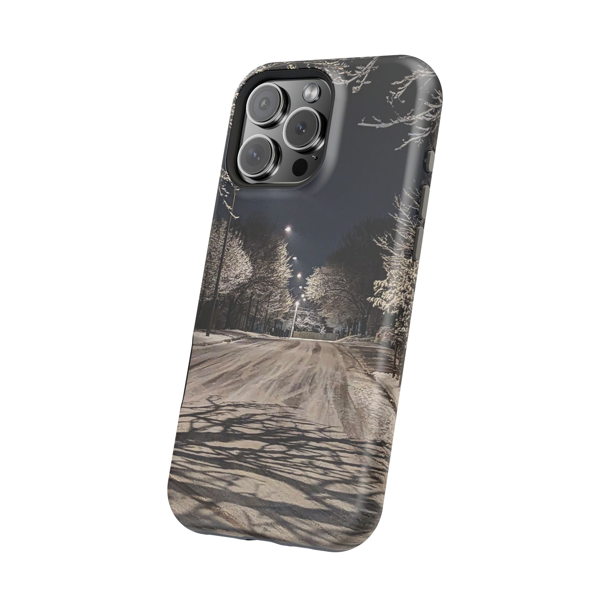 Winter Night Snow Road Magnetic Impact-Resistant Phone Case