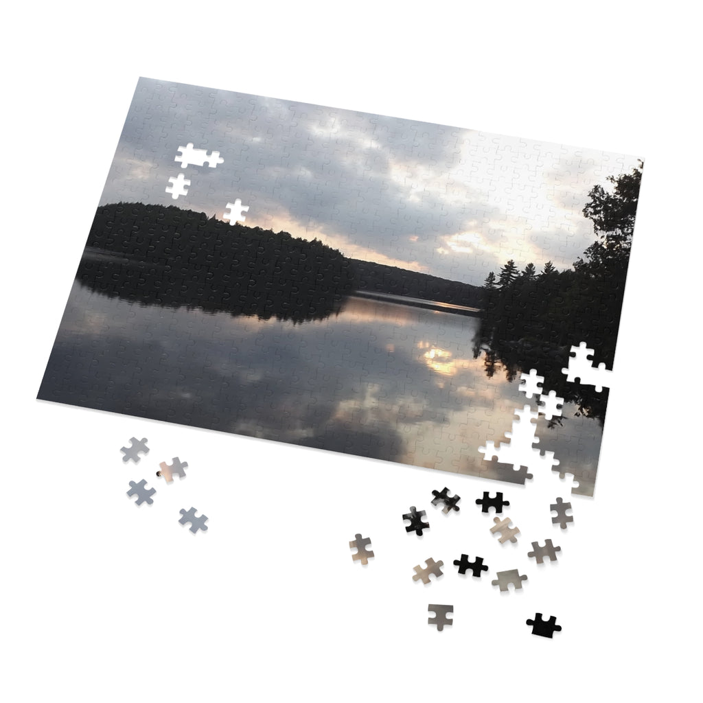 Lake Reflection Jigsaw Puzzle with Tin — Scenic Sunset Puzzle for Nature Lovers