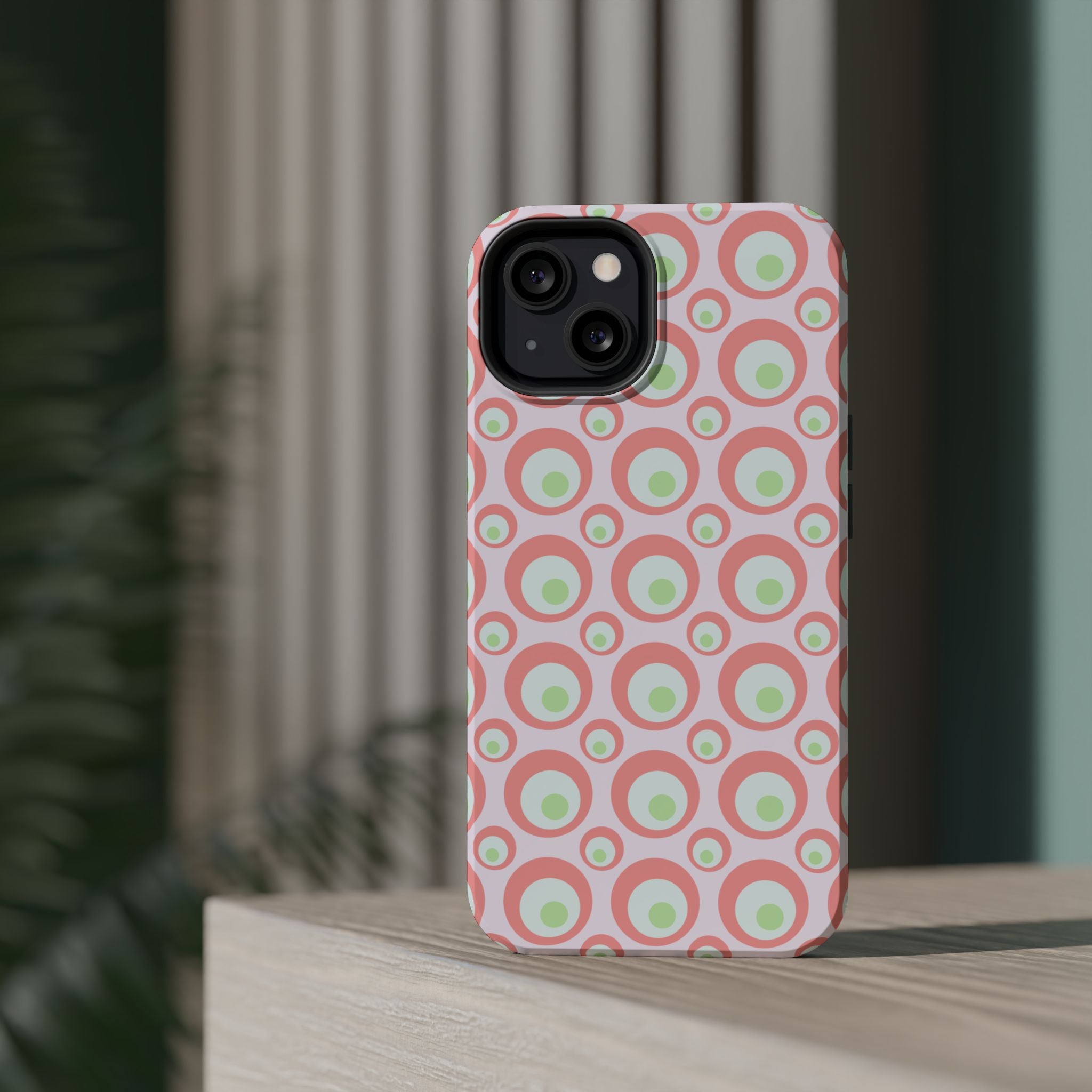 Pink Retro Circles Magnetic Impact-Resistant Phone Case