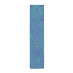 Blue Teal Swirl Table Runner — Abstract Coastal Pattern for Dining & Entertaining