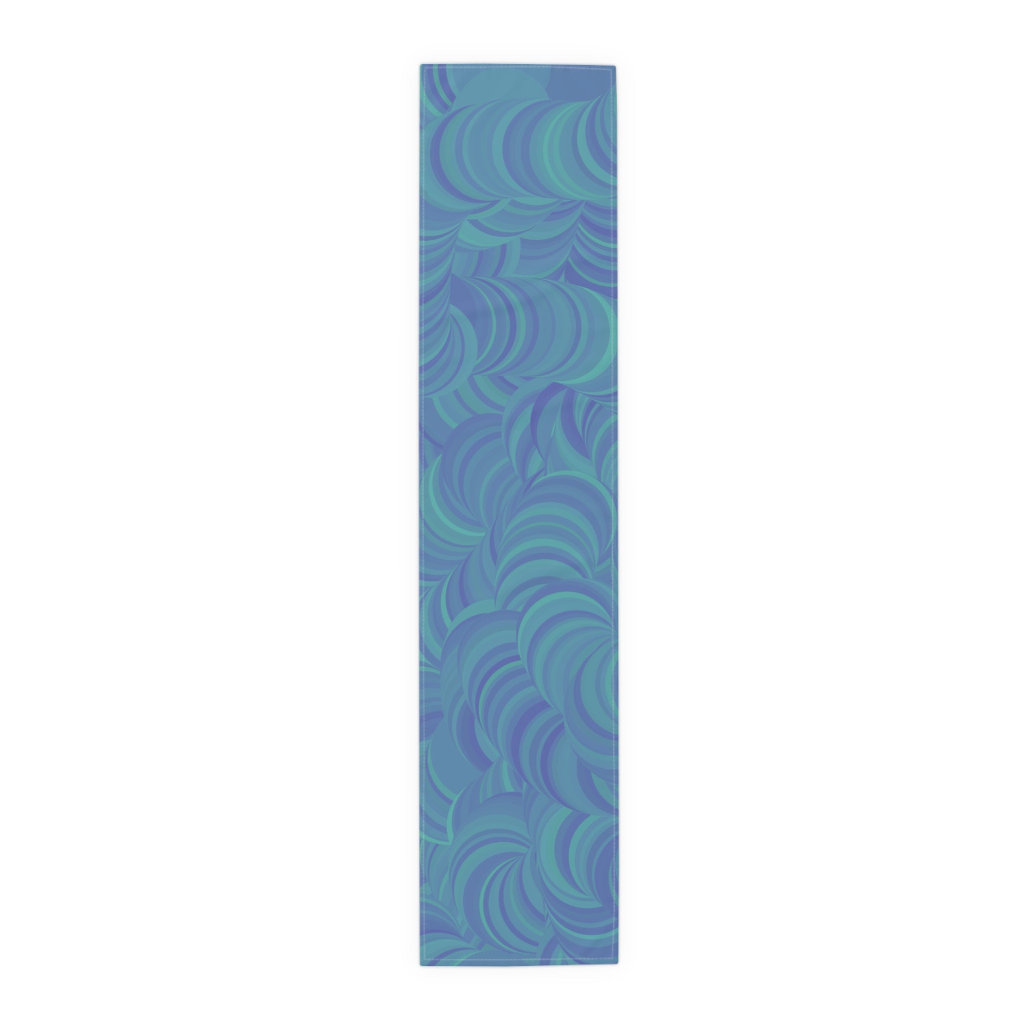 Blue Teal Swirl Table Runner — Abstract Coastal Pattern for Dining & Entertaining