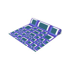 Geometric Purple Square Table Runner — Modern Retro Pattern Cotton-Poly Blend