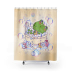 Cute Frog Bubble Bath Shower Curtain — Playful Bathroom Decor