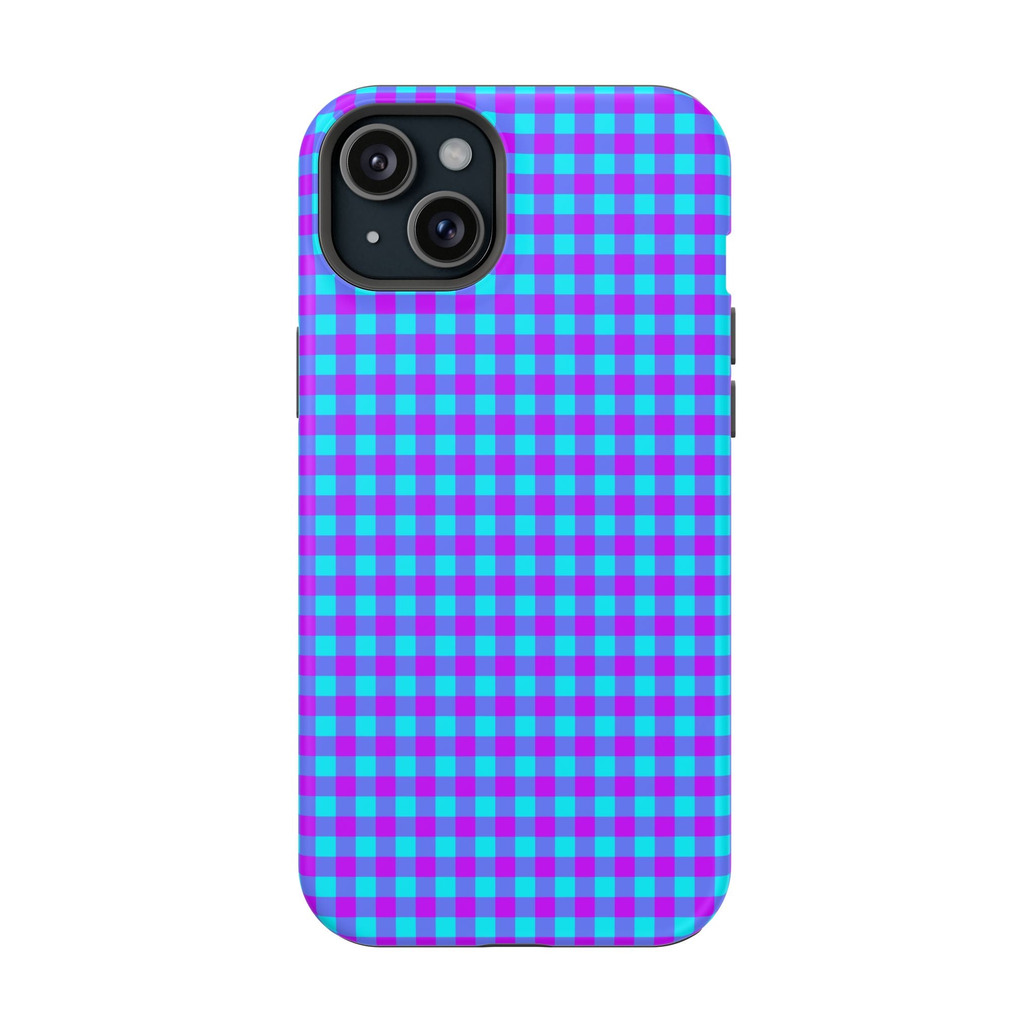 Phone Case — Blue & Purple Gingham Magnetic Impact-Resistant Case