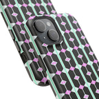 Geom Stripe Magnetic Phone Case — Black with Mint & Lavender Pattern