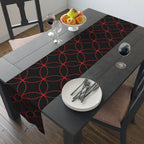 Geometric Rose Gold Circle Table Runner — Modern Black Cotton-Poly Decor