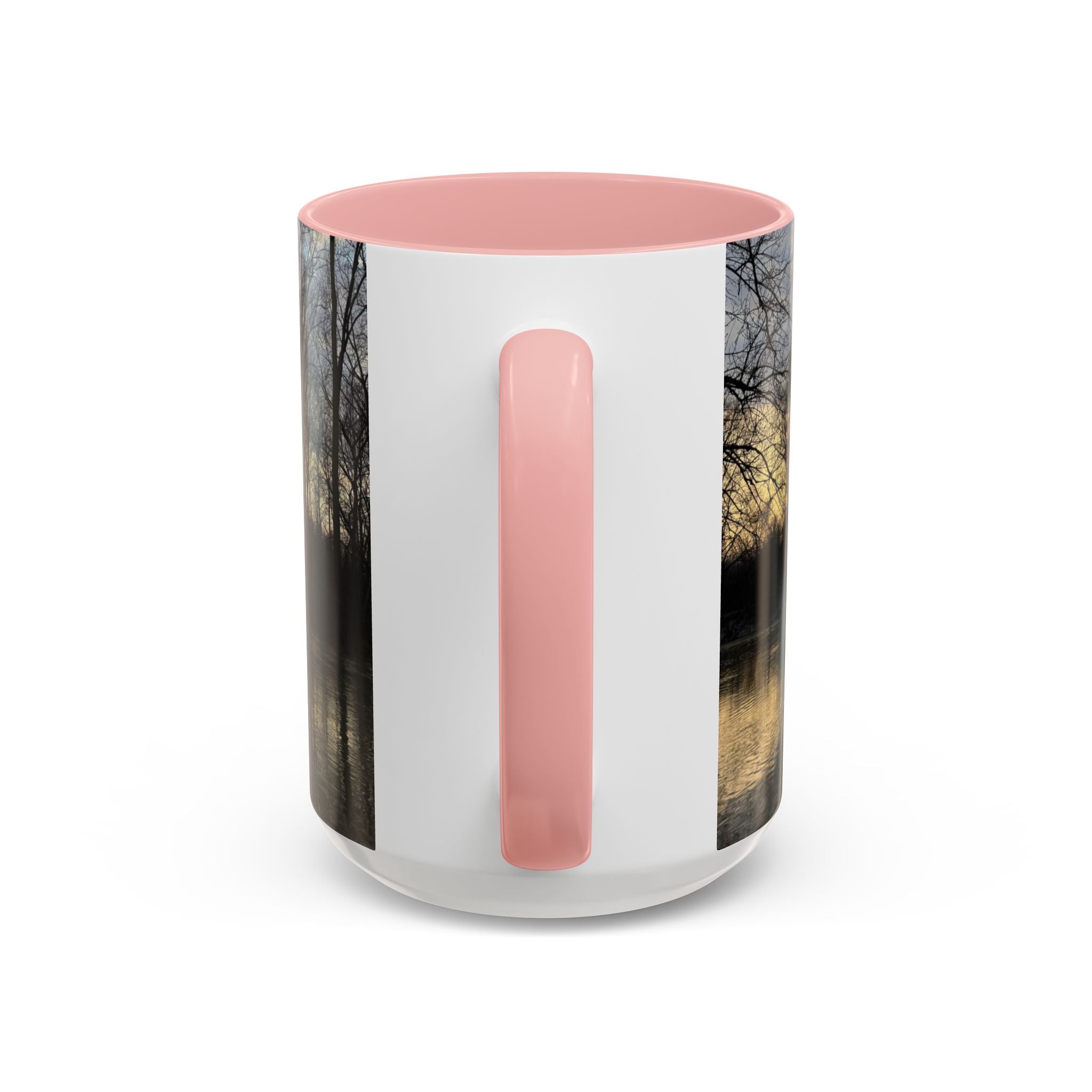 Sunset Reflection Coffee Mug — Forest Silhouette Accent Mug