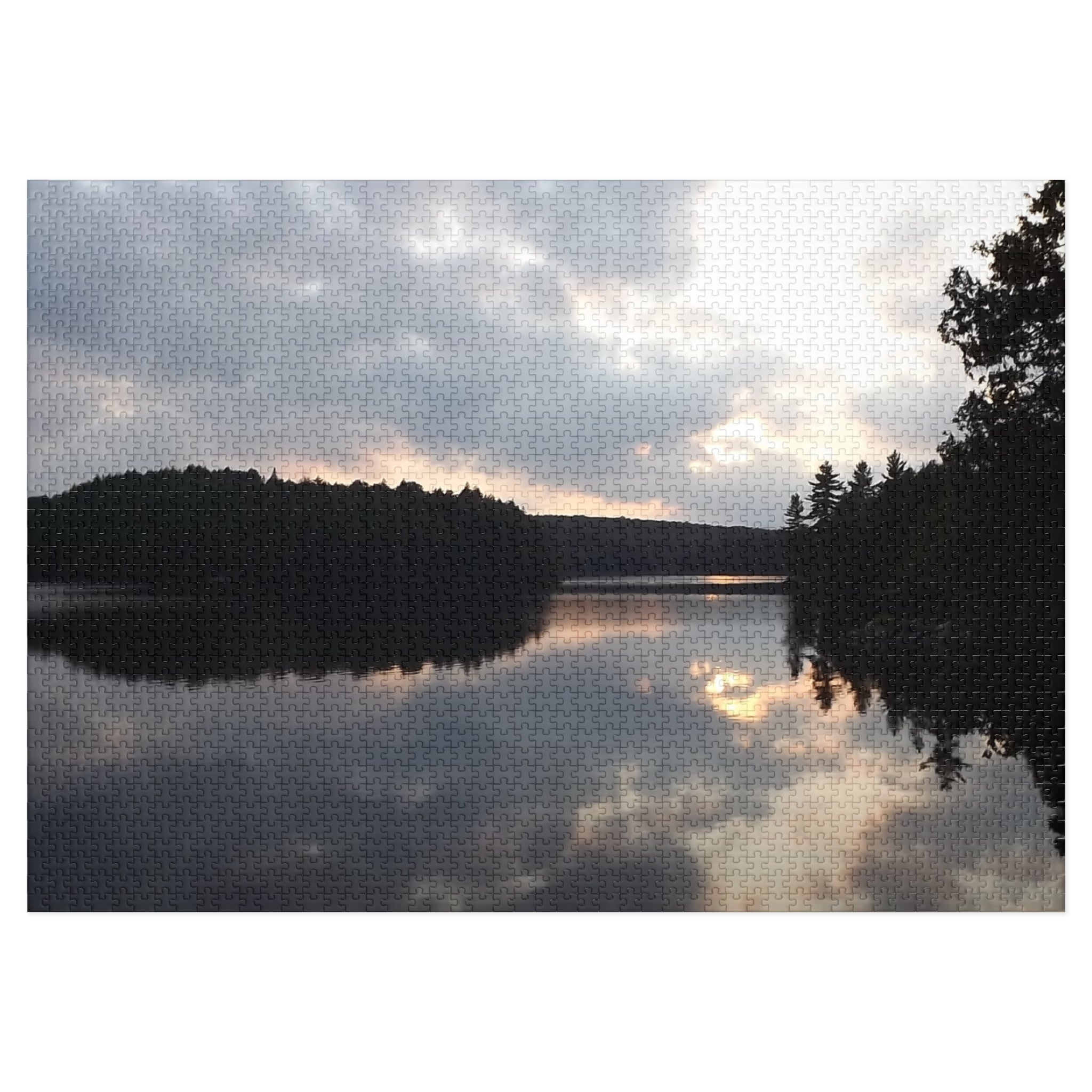 Lake Reflection Jigsaw Puzzle with Tin — Scenic Sunset Puzzle for Nature Lovers