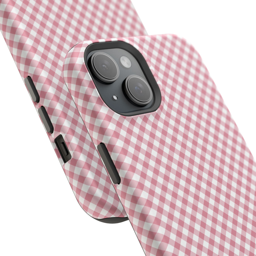 Pink Gingham Magnetic Impact-Resistant Phone Case