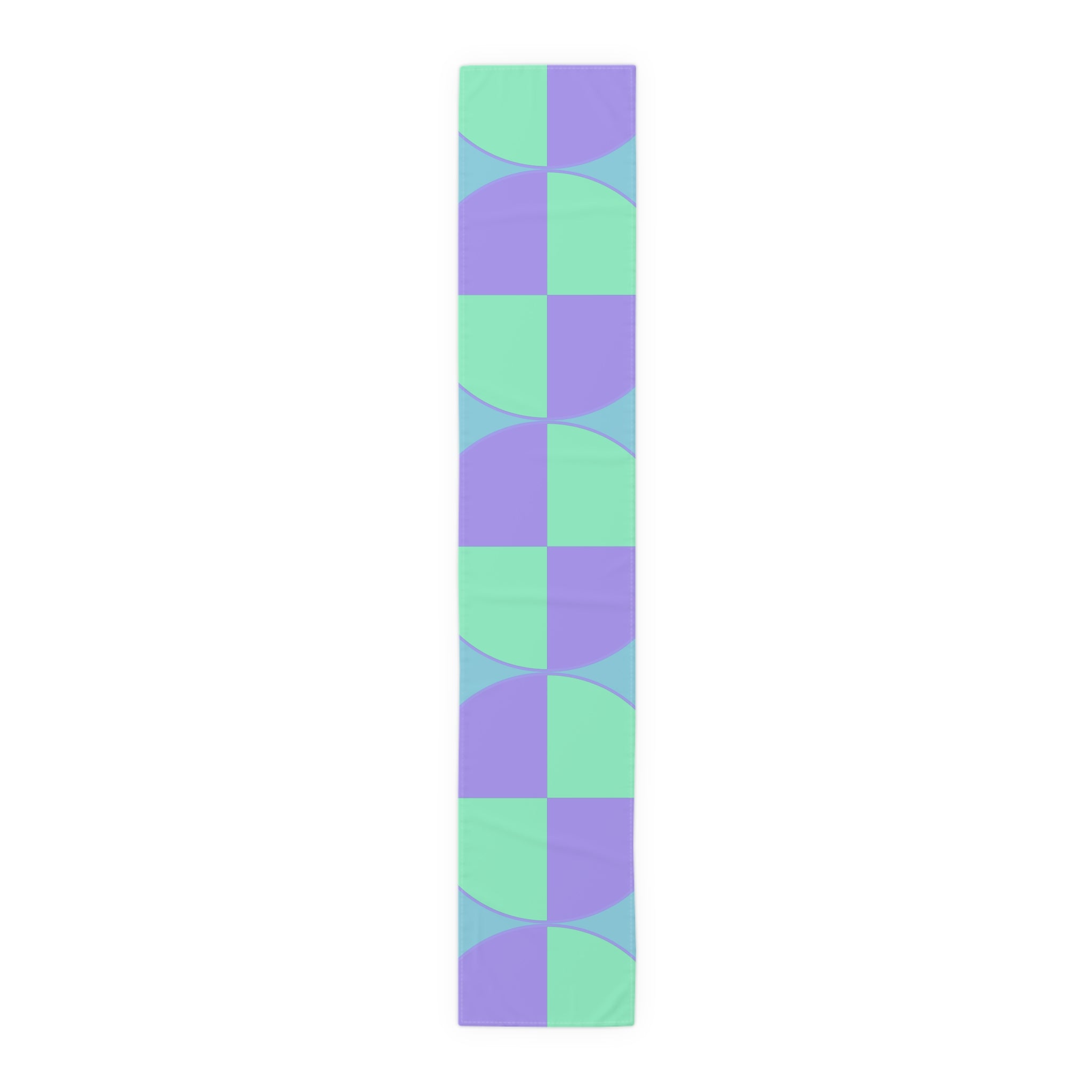 Geometric Pastel Table Runner — Mint & Lavender Circle Pattern