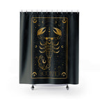 Scorpio Zodiac Shower Curtain — Gold Scorpion Astrology Bathroom Decor