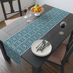 Colourful Floral Geometric Table Runner — Mediterranean-Inspired Cotton-Poly Dining Decor
