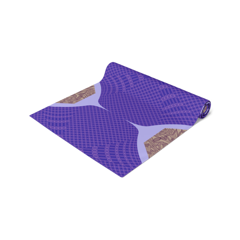 Purple Geometric Table Runner — Modern Abstract Dining Accent