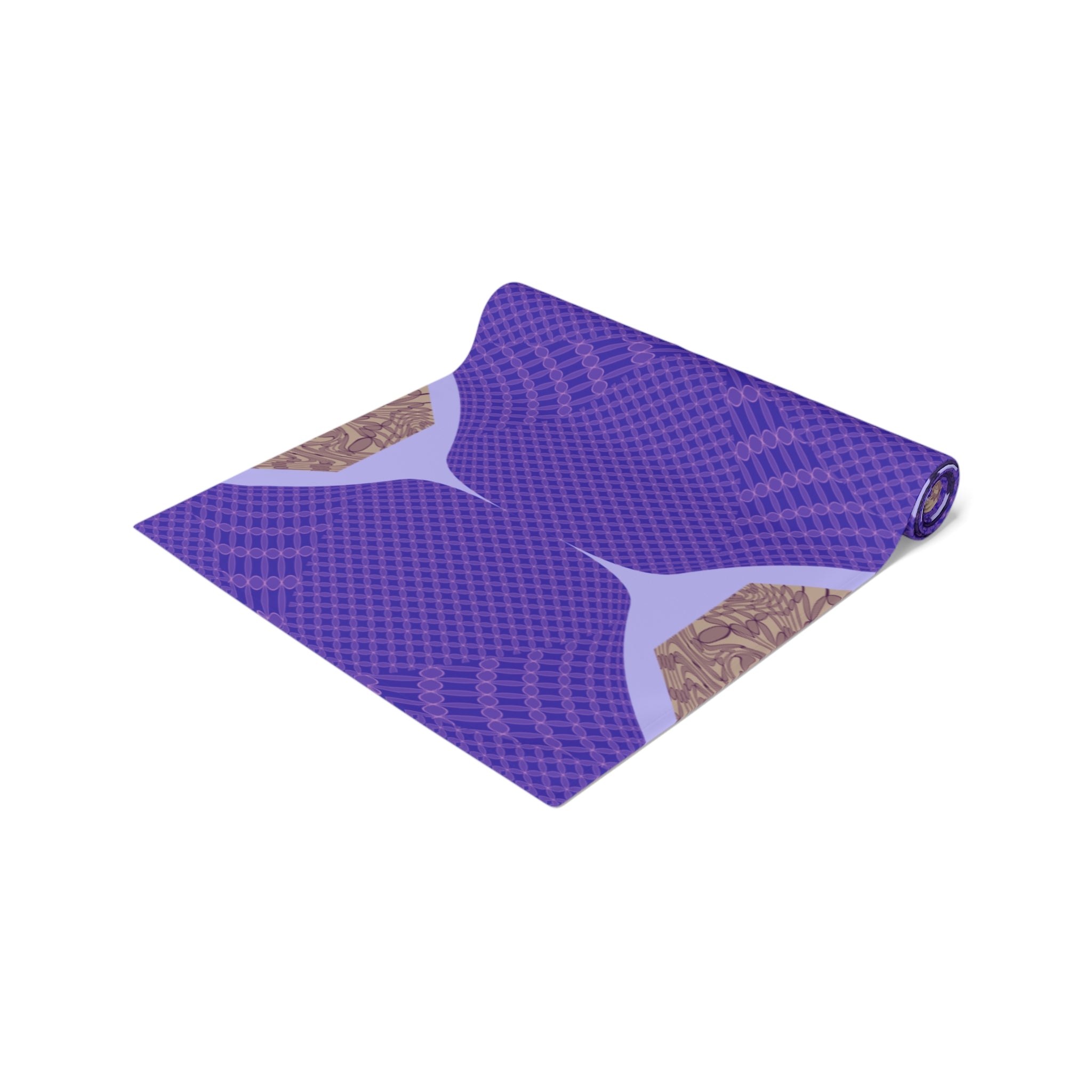 Purple Geometric Table Runner — Modern Abstract Dining Accent
