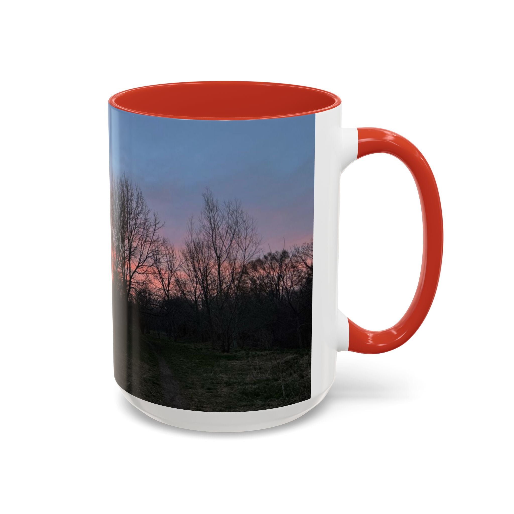 Sunset Silhouette In Derby, UK Coffee Mug — Scenic Tree Silhouette at Dusk (11/15oz)