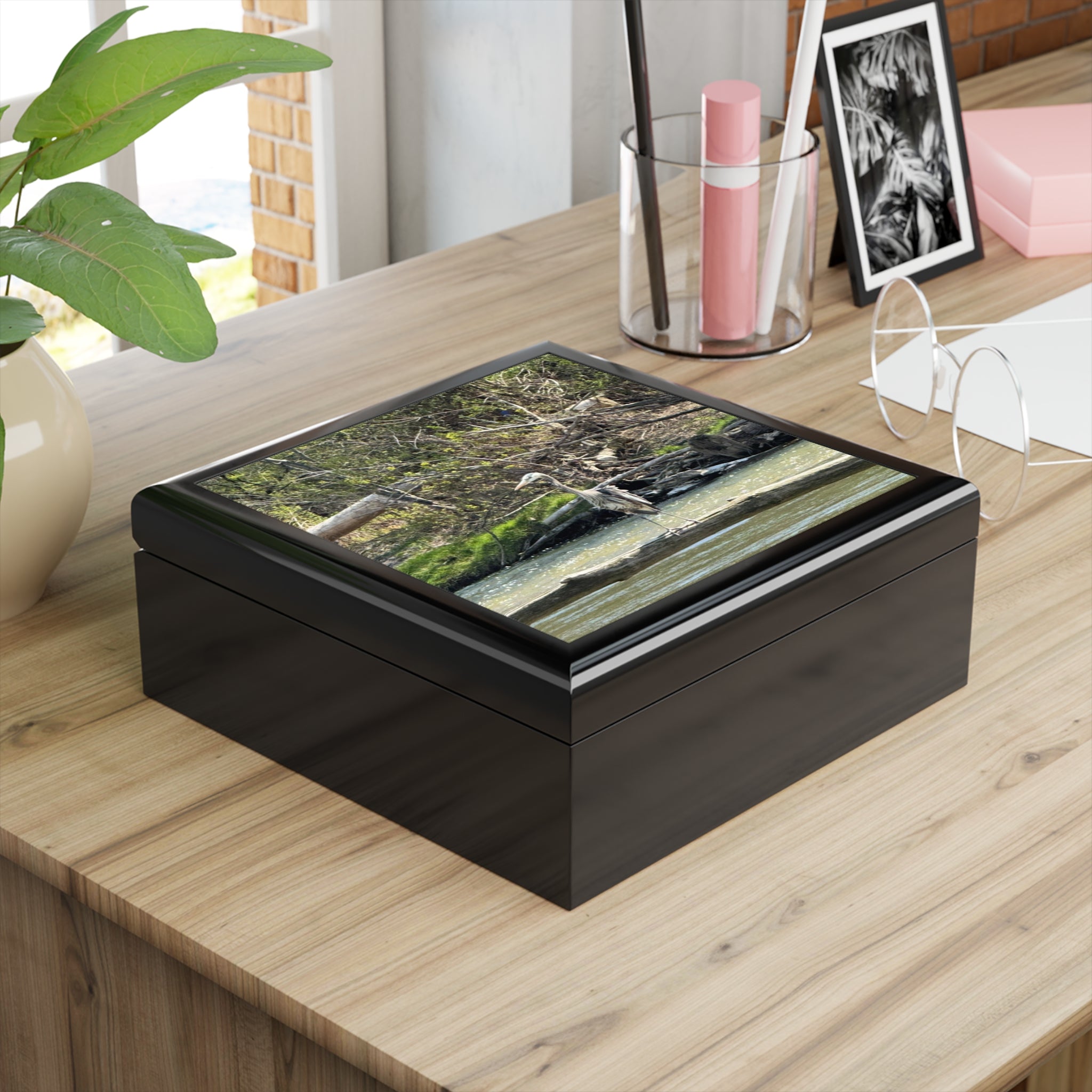 Heron River Jewelry Box — Nature Photo Keepsake Box