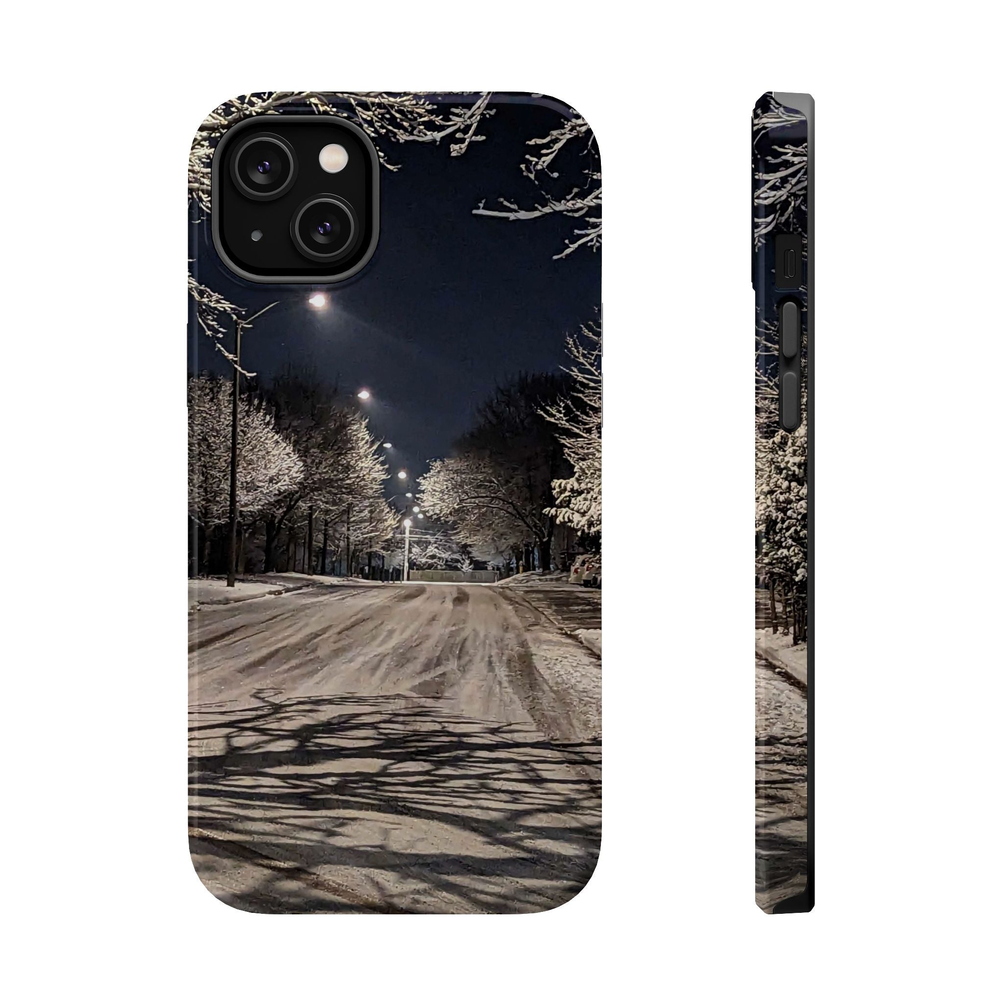 Winter Night Snow Road Magnetic Impact-Resistant Phone Case