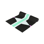 Geometric Pastel Stripe Table Runner — Modern Black, Mint & Pink Dining Accent
