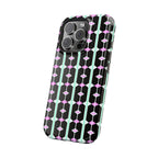 Geom Stripe Magnetic Phone Case — Black with Mint & Lavender Pattern