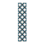 Geometric Blue Trellis Table Runner — Modern Mid-Century Dining Accent