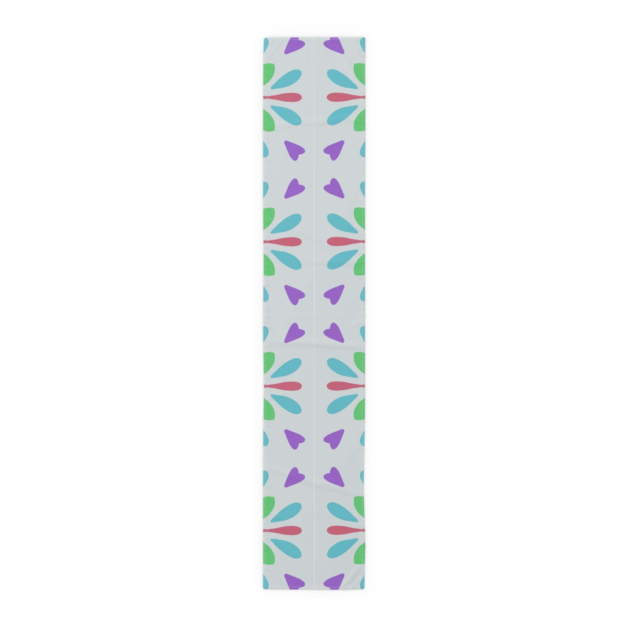 Floral Geometric Table Runner — Pastel Heart & Petal Pattern