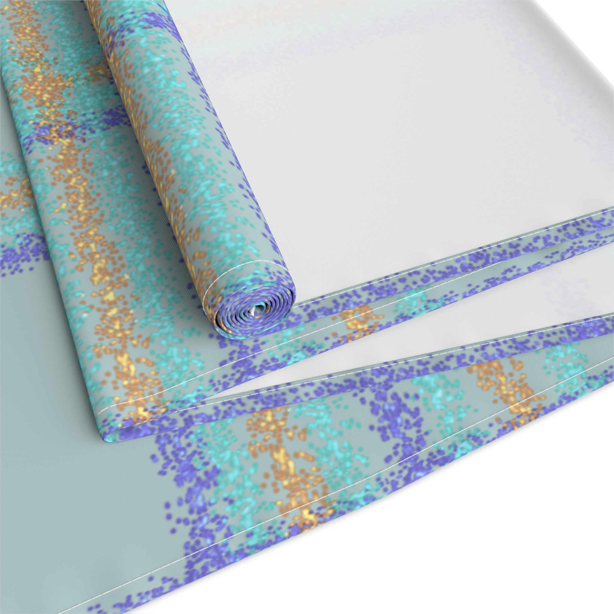 Pastel Plaid Table Runner — Blue, Lavender & Mint Cotton-Poly Decor