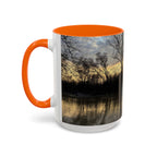Sunset Reflection Coffee Mug — Forest Silhouette Accent Mug