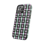 Geom Stripe Magnetic Phone Case — Black with Mint & Lavender Pattern