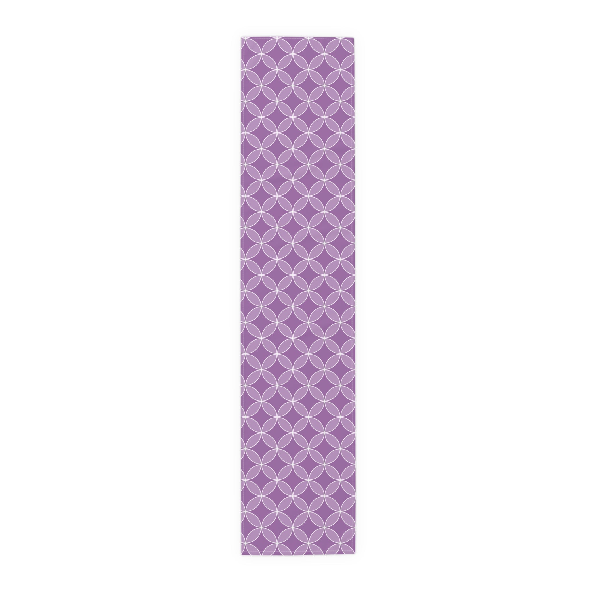 Purple Geometric Table Runner – Modern Circle Pattern Dining Decor