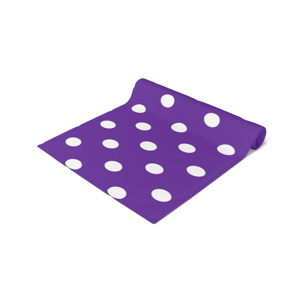 Purple White Polka Dot Table Runner — Cotton-Poly Decorative Accent for Dining, Parties & Easter