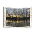 Sunset Lake Tapestry — Tranquil Forest Reflection Wall Hanging