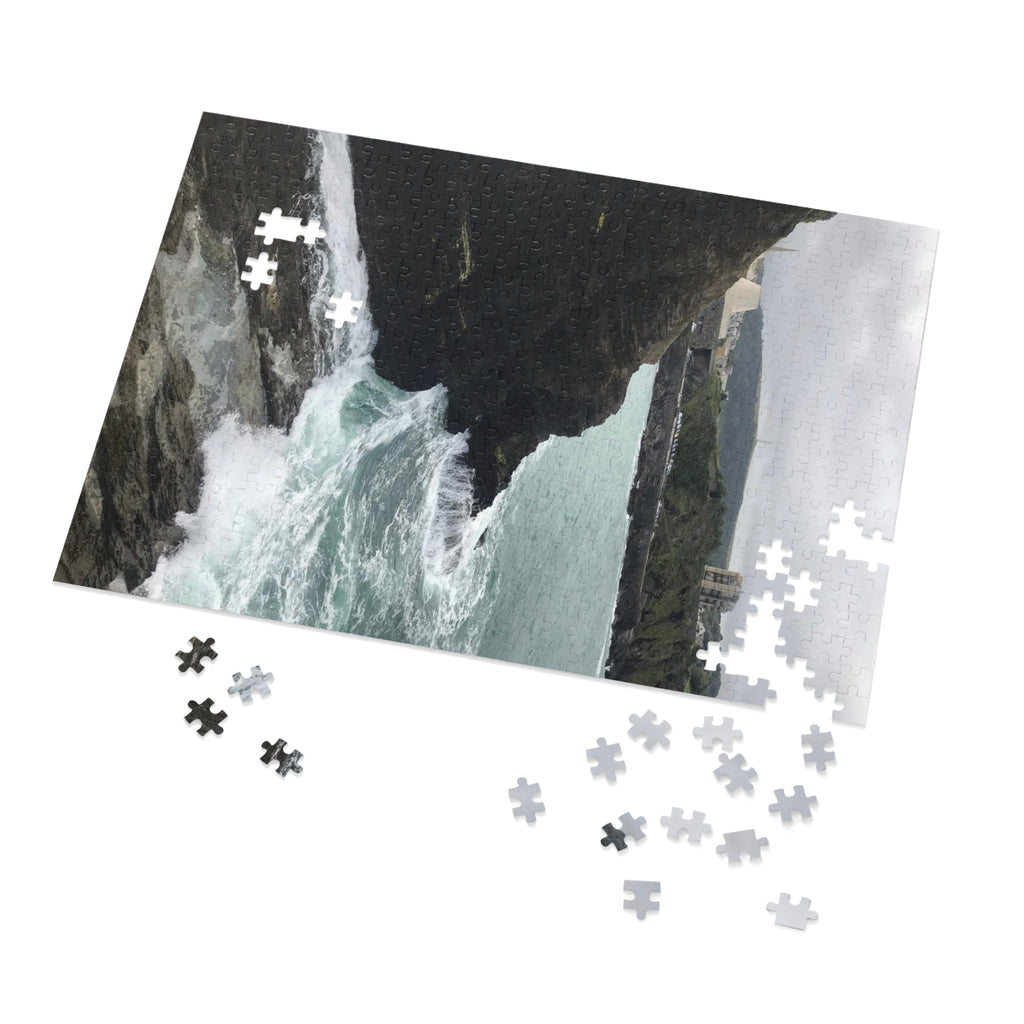 Coastal Cliff Jigsaw Puzzle with Tin – Ocean Waves Seascape Puzzle