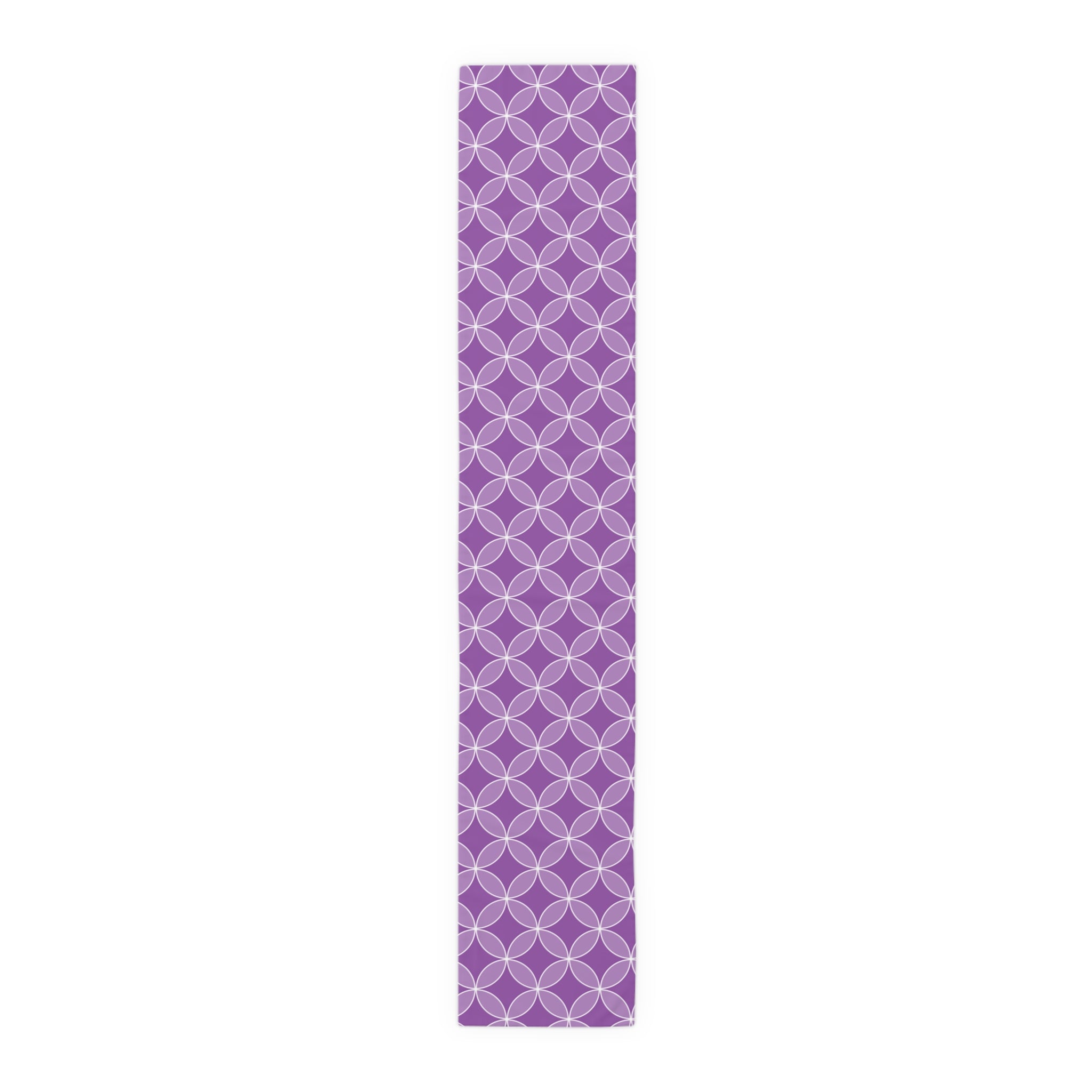 Purple Geometric Table Runner – Modern Circle Pattern Dining Decor