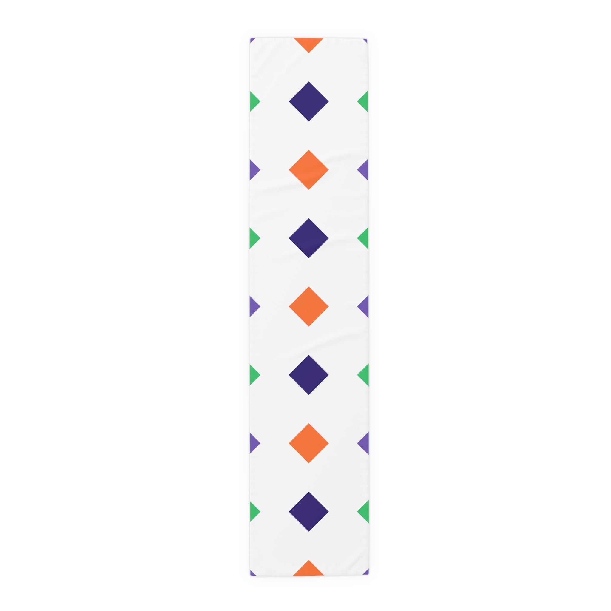Geometric Diamond Pattern Table Runner — Modern Colorful Cotton-Poly Decor