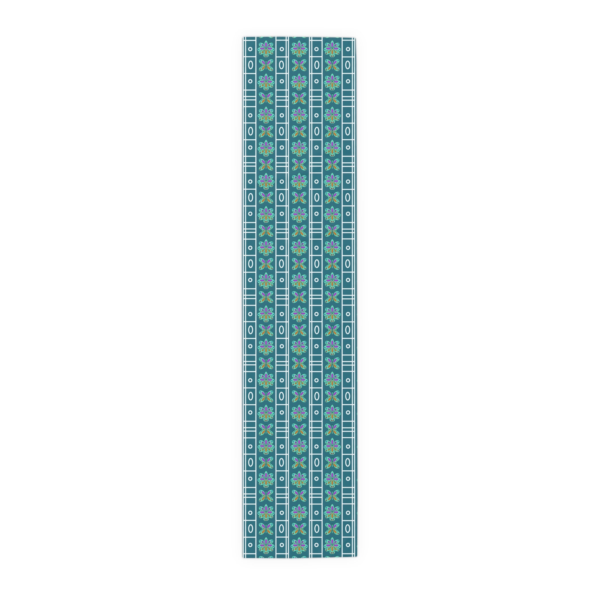 Colourful Floral Geometric Table Runner — Mediterranean-Inspired Cotton-Poly Dining Decor