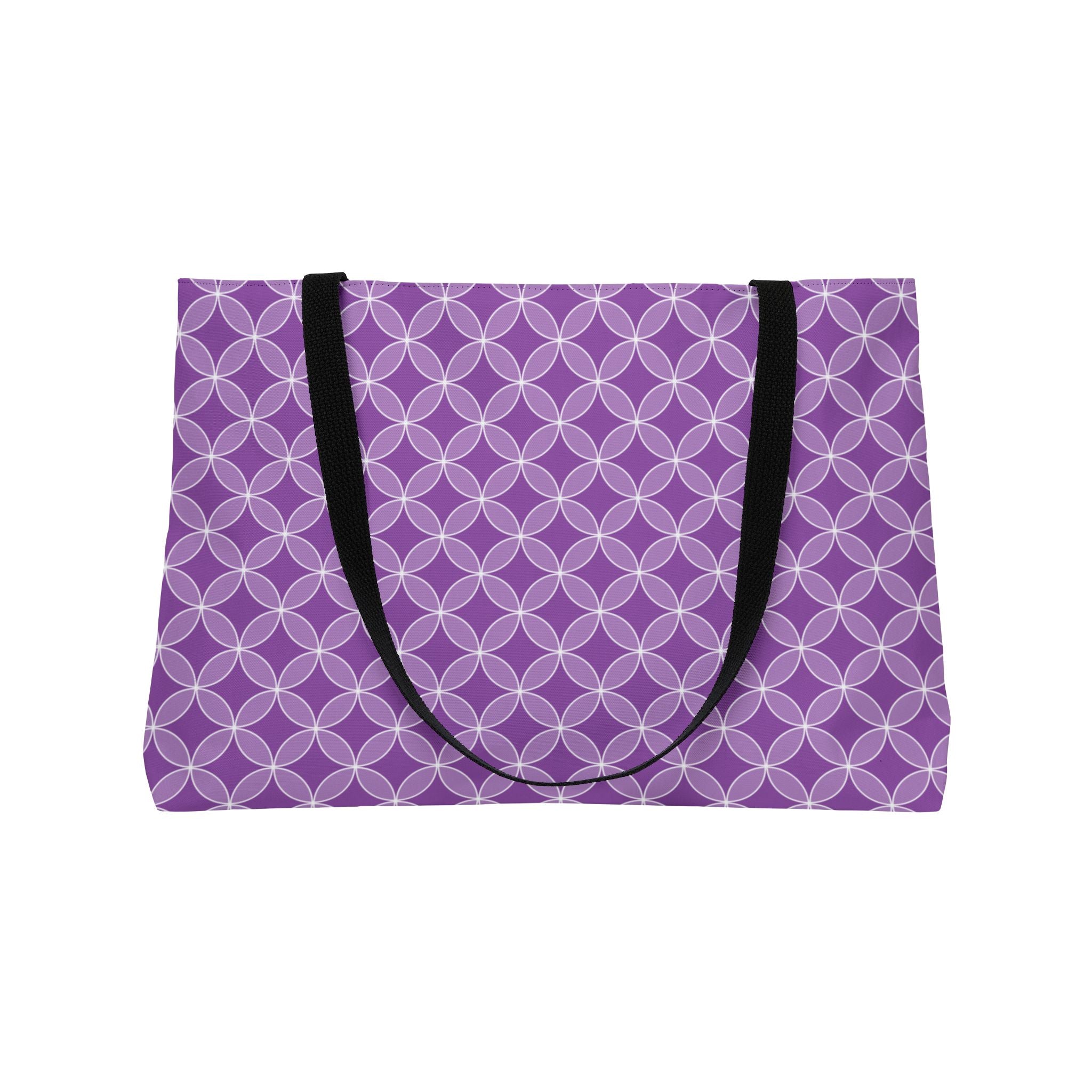 Purple Geometric Weekender Tote — Stylish Large Travel & Beach Bag