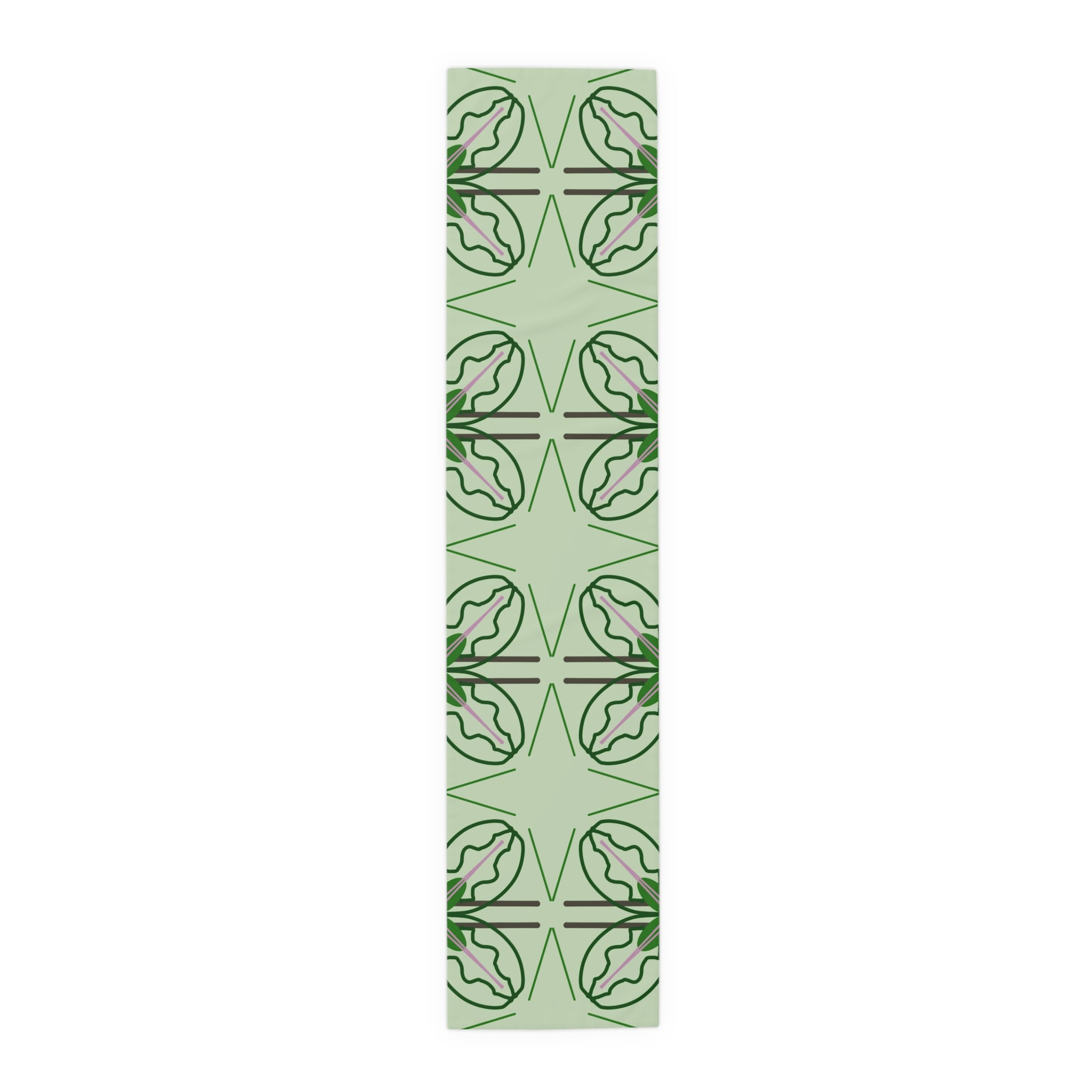 Green Geometric Floral Table Runner