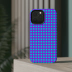 Phone Case — Blue & Purple Gingham Magnetic Impact-Resistant Case