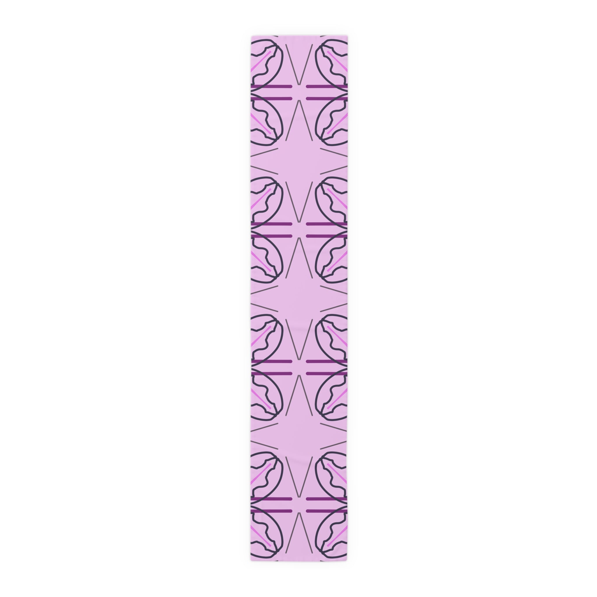 Pink Floral Geometric Table Runner — Modern Blossom Dining Decor