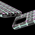 Geom Stripe Magnetic Phone Case — Black with Mint & Lavender Pattern